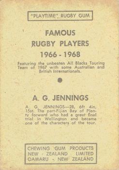 1968 Playtime Rugby Gum Famous Rugby Players - Red #22 Arthur Jennings Back